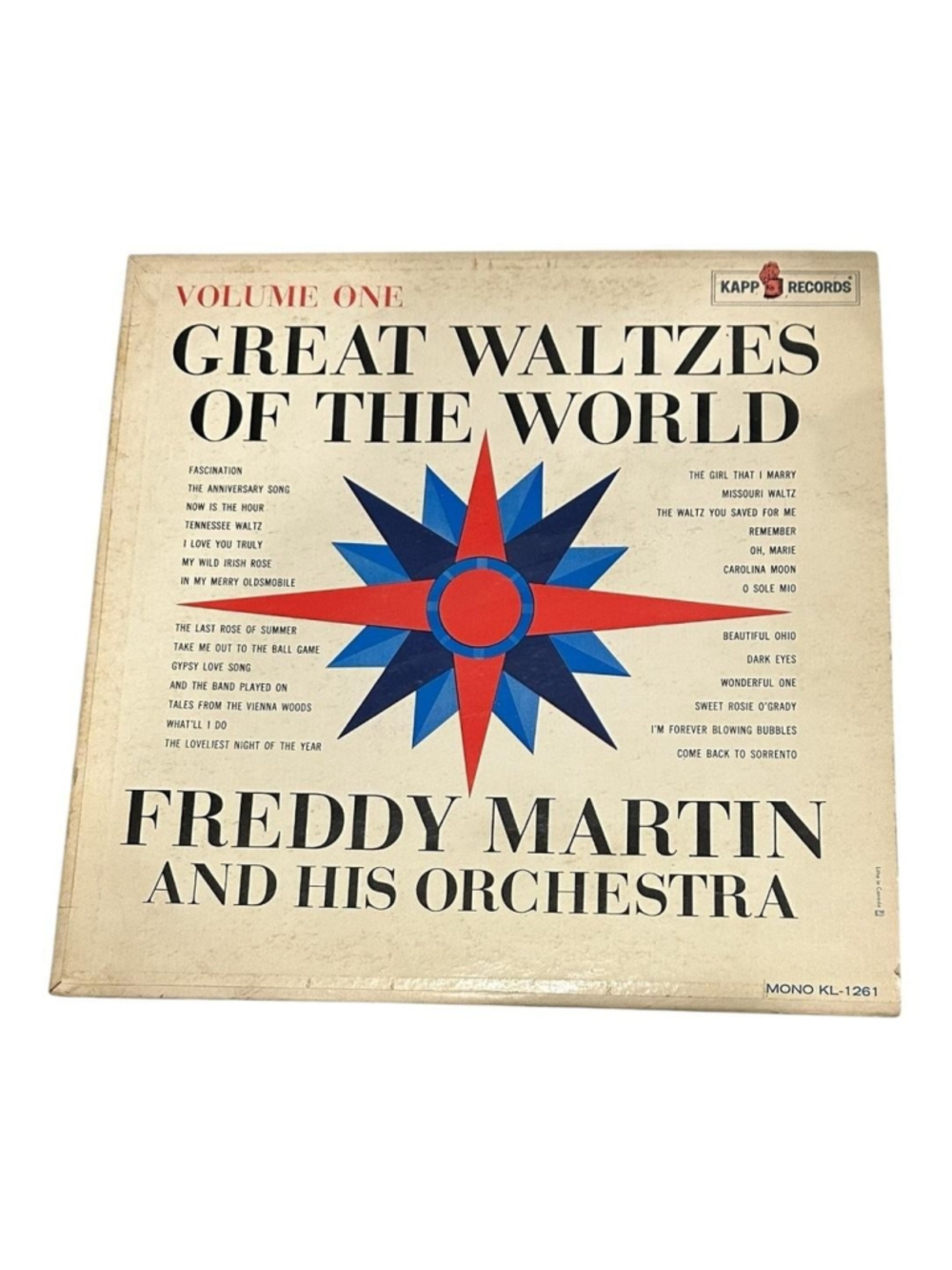 Vintage Freddy Martin Vinyl LP Great Waltzes World Vol 1 Kapp Black Canada